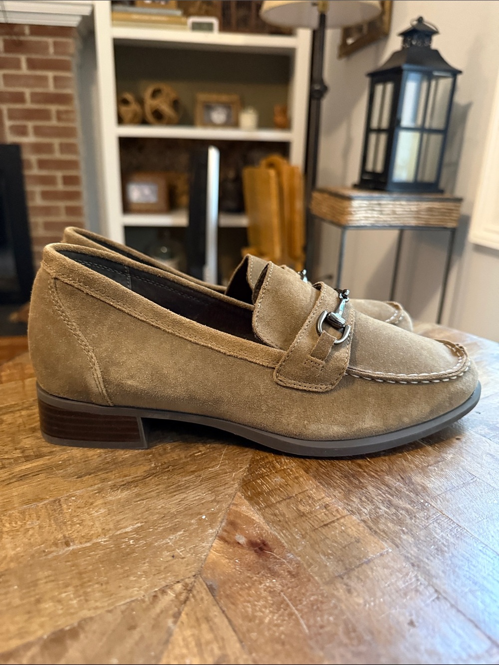 Munro Gryfinn Horsebit Toasted Sesame Suede Loafers 10 - Picture 6 of 9